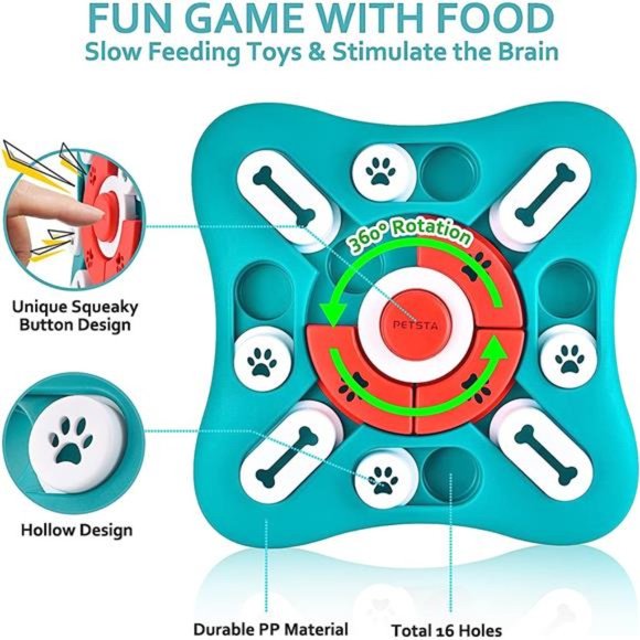 Dog Puzzle Toys, Squeaky Treat Dispensing Dog Enrichment Toys for IQ Training - Picture 4 of 6